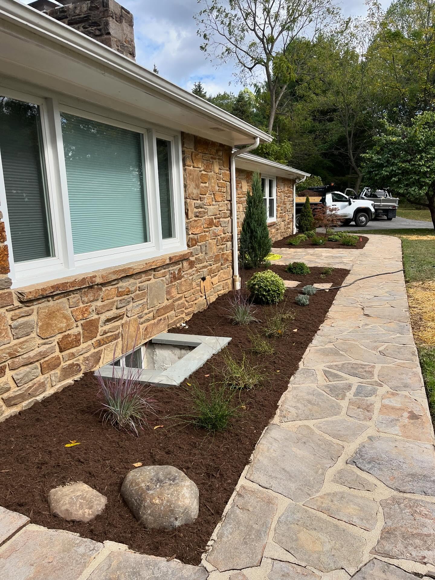 Paver patio with landscape lighting